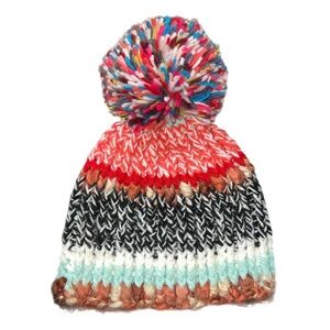 Roolee Women's Knit Pom Pom Hat, Colorful Acrylic Beanie